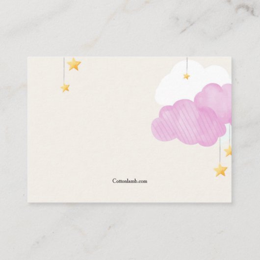 Cloud 9 Baby Shower Roze Boek Verzoek Visitekaartje (Achterkant)