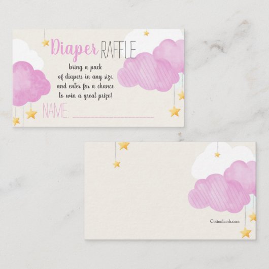 Cloud 9 Baby shower roze Kaart met luierriffel (Voorkant / Achterkant)