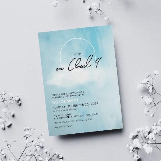 Cloud 9 Baby shower Theme Minimalist Modern Kaart