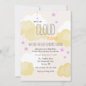 Cloud 9 Baby shower Uitnodiging in goud (Voorkant)