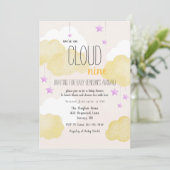 Cloud 9 Baby shower Uitnodiging in goud (Staand voorkant)