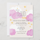 Cloud 9 Baby shower Uitnodiging in roze (Voorkant)