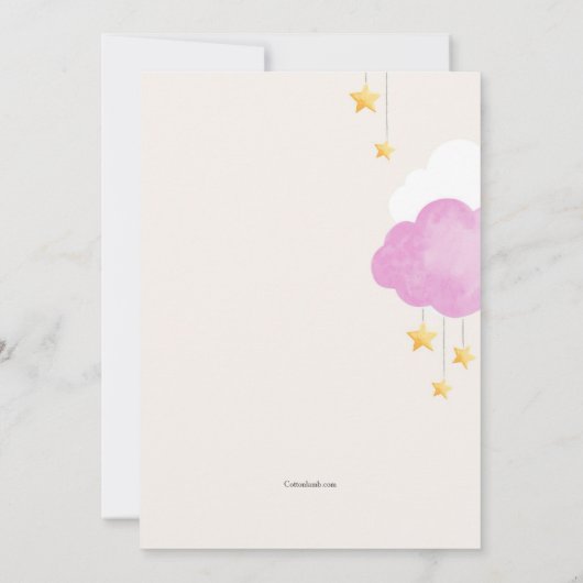 Cloud 9 Baby shower Uitnodiging in roze (Achterkant)