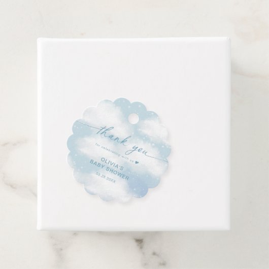 Cloud 9 Baby shower Vibrant Blue Bedankt Bedankjes Labels (In situ)