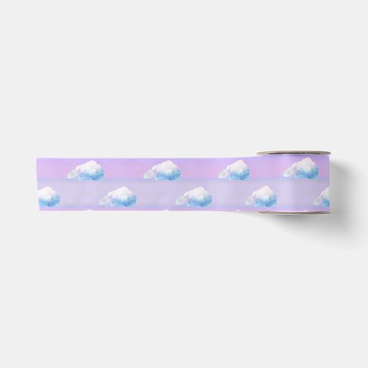 Cloud 9 Bewolkte Paars en Blauw Satijnen Lint (Voorkant)