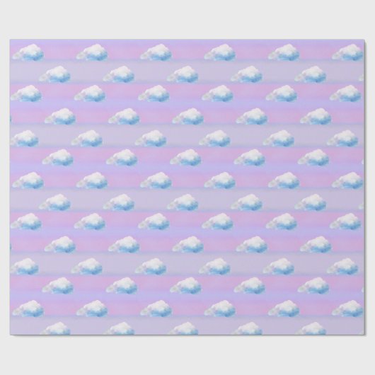 Cloud 9 Bewolkte Paarse en Blauwe Cadeaupapier (Vlak)