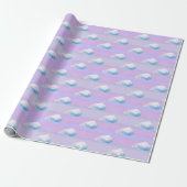 Cloud 9 Bewolkte Paarse en Blauwe Cadeaupapier (Uitgerold)