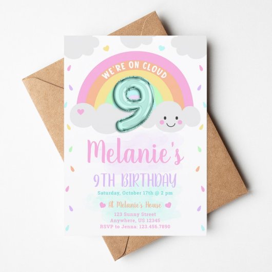 Cloud 9 Birthday Invitation Kaart