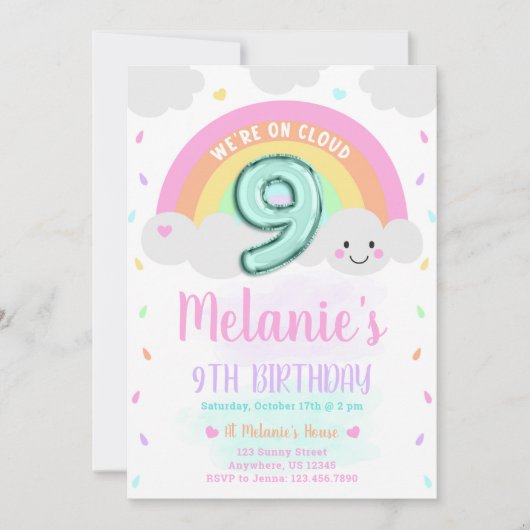 Cloud 9 Birthday Invitation Kaart (Voorkant)