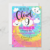 Cloud 9 Birthday Invitation Tie Dye Rainbow Kaart (Voorkant)