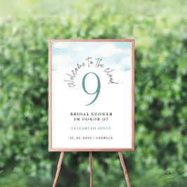 Cloud 9 Blauw en Wit Vrijgezellenfeest Welkom Poster