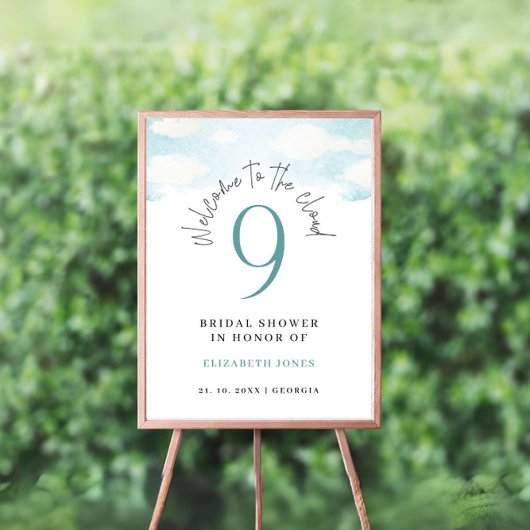 Cloud 9 Blauw en Wit Vrijgezellenfeest Welkom Poster