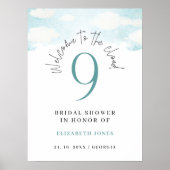 Cloud 9 Blauw en Wit Vrijgezellenfeest Welkom Poster (Voorkant)