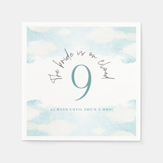 Cloud 9 Blauw en Witte Bruidsmeisjesfeest dromerig Servet (Voorkant)