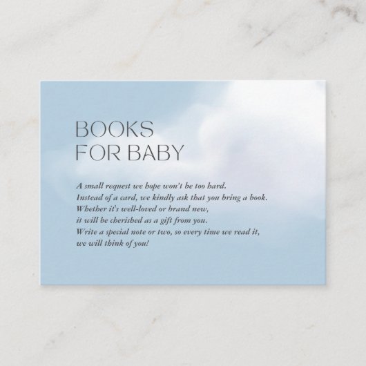 Cloud 9 Blue Baby Boy Shower Boeken voor Baby Informatiekaartje (Voorkant)