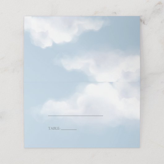 Cloud 9 Blue Baby Boy Shower Place Card Plaatskaartje (Buitenkant ongevouwen)