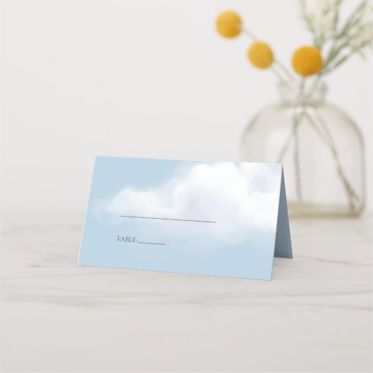 Cloud 9 Blue Baby Boy Shower Place Card Plaatskaartje (Voorkant)