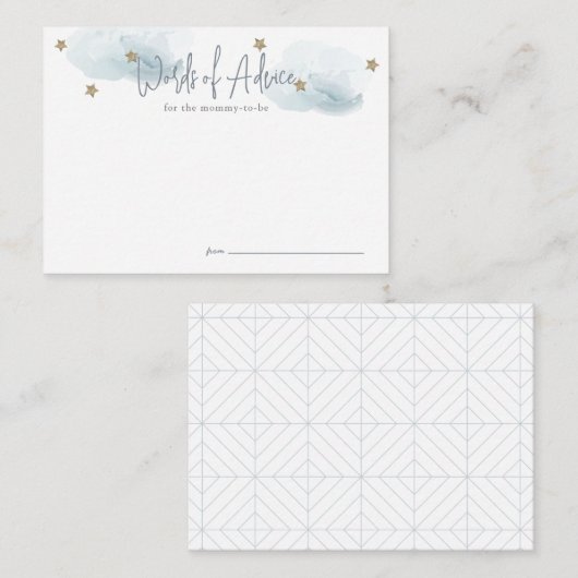 Cloud 9 Blue Baby shower Advies Informatiekaartje (Voorkant / Achterkant)
