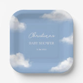 Cloud 9 Blue Baby shower gepersonaliseerd Papieren Bordje (Voorkant)