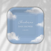 Cloud 9 Blue Baby shower gepersonaliseerd Papieren Bordje