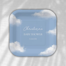 Cloud 9 Blue Baby shower gepersonaliseerd Papieren Bordje