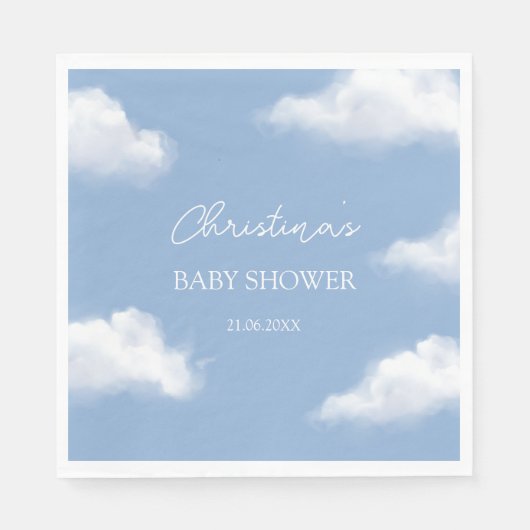 Cloud 9 Blue Baby shower gepersonaliseerd Servet (Voorkant)