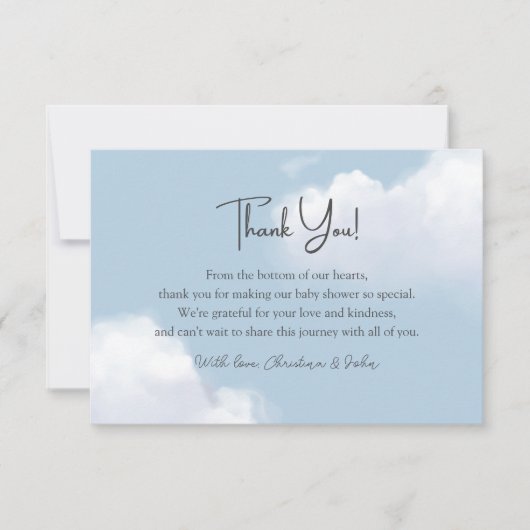 Cloud 9 Blue Boy Baby shower Dank je kaart (Voorkant)