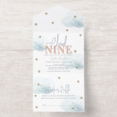 Cloud 9 Blue Clouds Boy Baby shower Folie All In One Uitnodiging (Binnenkant)