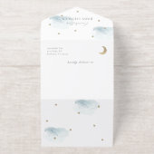 Cloud 9 Blue Clouds Boy Baby shower Folie All In One Uitnodiging (Buiten)