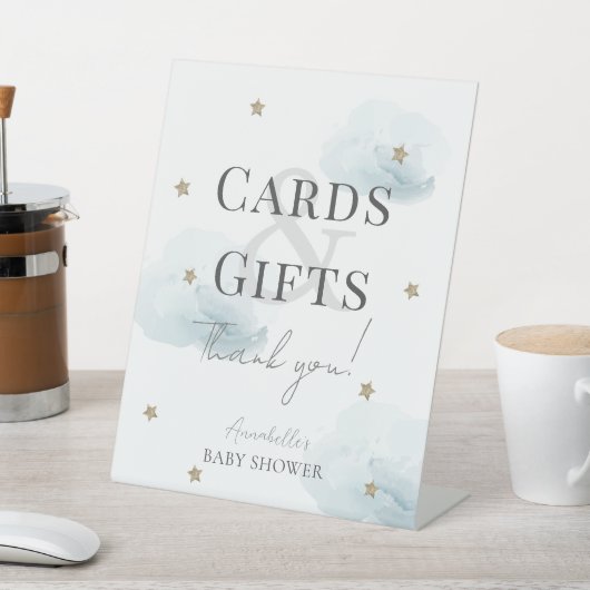 Cloud 9 Blue Clouds Boy Baby shower Kaarten & Cade Reclamebord Met Voetstuk (Insitu)