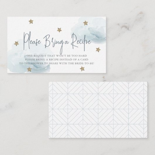 Cloud 9 Blue Clouds Bridal Shower Recipe Request Informatiekaartje (Voorkant / Achterkant)