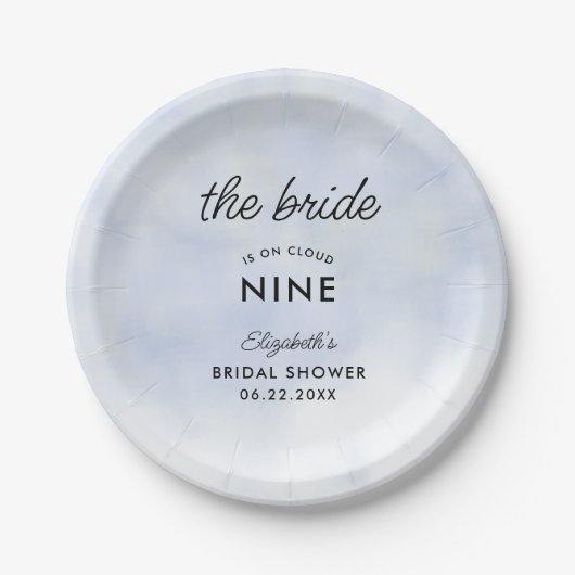 Cloud 9 Blue Sky Elegant Classy Vrijgezellenfeest Papieren Bordje (Voorkant)