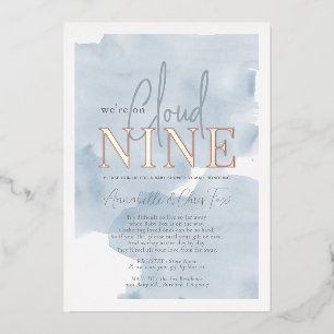 Cloud 9 Blue Sky Jongens Baby Shower per Post Folie Uitnodiging