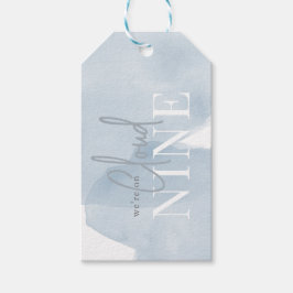 Cloud 9 Blue Sky Waterverf Boy Baby shower Cadeaulabel