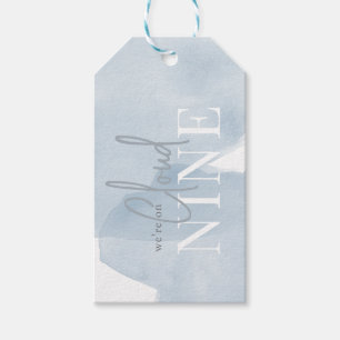 Cloud 9 Blue Sky Waterverf Boy Baby shower Cadeaulabel