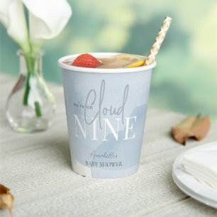 Cloud 9 Blue Sky Waterverf Boy Baby shower Papieren Bekers