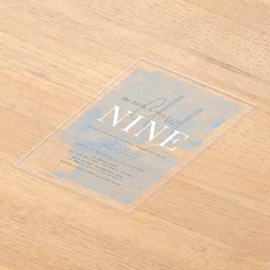 Cloud 9 Blue Sky Waterverf Vrijgezellenfeest Acryl Uitnodigingen (Laagn)