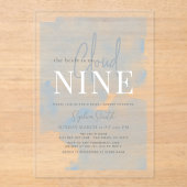 Cloud 9 Blue Sky Waterverf Vrijgezellenfeest Acryl Uitnodigingen (Voorkant)