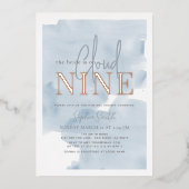 Cloud 9 Blue Sky Waterverf Vrijgezellenfeest Folie Uitnodiging (Voorkant)