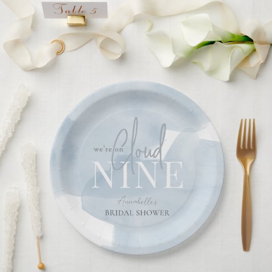 Cloud 9 Blue Sky Waterverf Vrijgezellenfeest Papieren Bordje (Huwelijk)