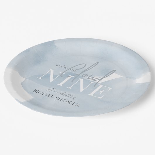 Cloud 9 Blue Sky Waterverf Vrijgezellenfeest Papieren Bordje (Gekanteld)