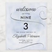 Cloud 9 Blue Swirls Vrijgezellenfeest Tafelnummer Wijn Etiket (Enkel label)