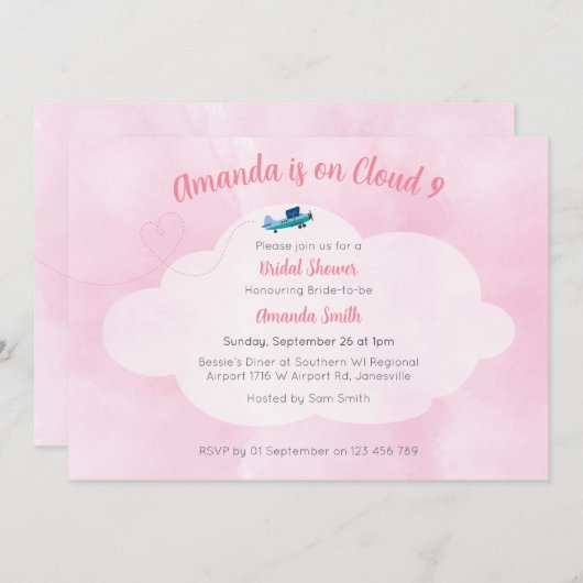 Cloud 9 bruids douche uitnodiging (Voorkant / Achterkant)
