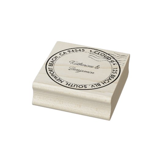 Cloud 9 Bruiloft Bruids Namen Rond Retouradres Rubberstempel (Stempel)