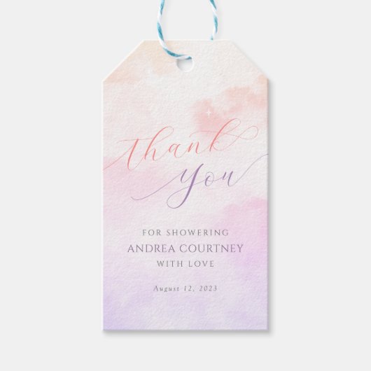 Cloud 9 Dreamy Pastel Roze Vrijgezellenfeest Dank  Cadeaulabel (Voorkant)