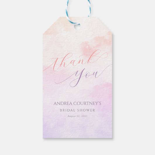 Cloud 9 Dreamy Pastel Roze Vrijgezellenfeest Dank  Cadeaulabel (Achterkant)