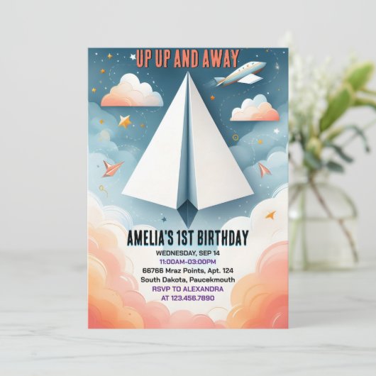 Cloud 9 Fly Kids Sky Joy Vliegtuig 1e Verjaardag Kaart (Staand voorkant)