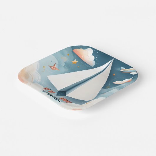 Cloud 9 Fly Kinder Sky Joy Vliegtuig 1e Verjaardag Papieren Bordje (Gebogen)