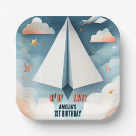 Cloud 9 Fly Kinder Sky Joy Vliegtuig 1e Verjaardag Papieren Bordje