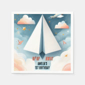 Cloud 9 Fly Kinder Sky Joy Vliegtuig 1e Verjaardag Servet (Voorkant)